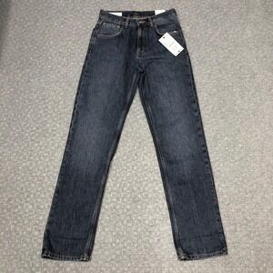 Zara Straight Fold Up Jeans Womens 2 Blue Mid Rise Regular Straight Leg Denim